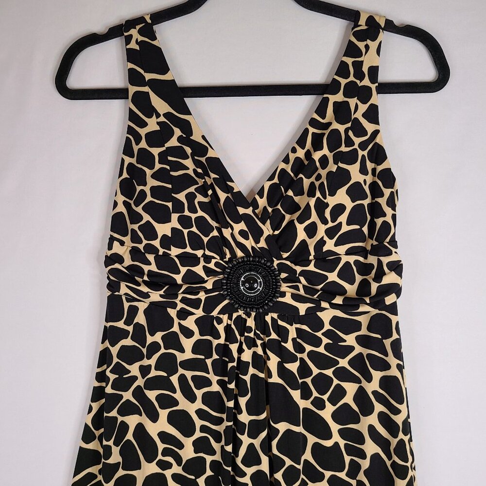 En Focus Animal Print V-neck Sleeveless Maxi Dress Size 6
